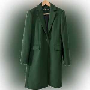 Zara Dark Green Women's Wool Coat